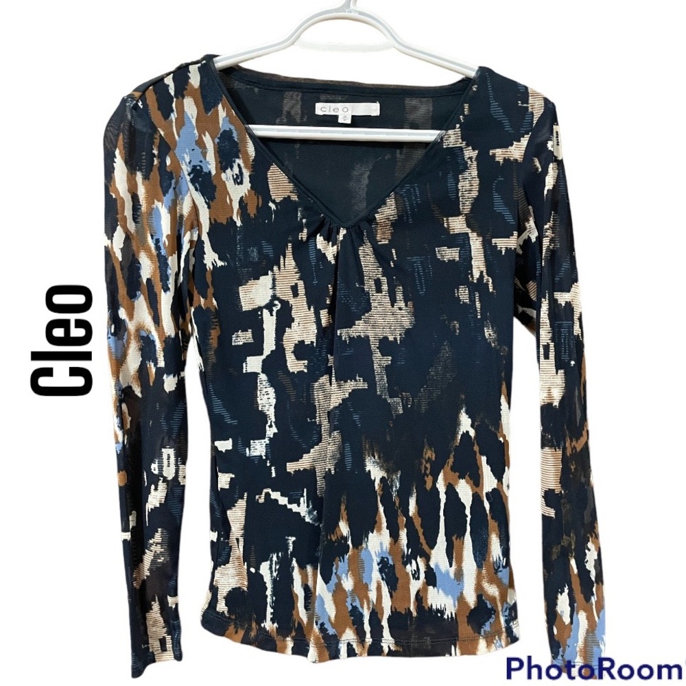 Lined-Sheer Print Top